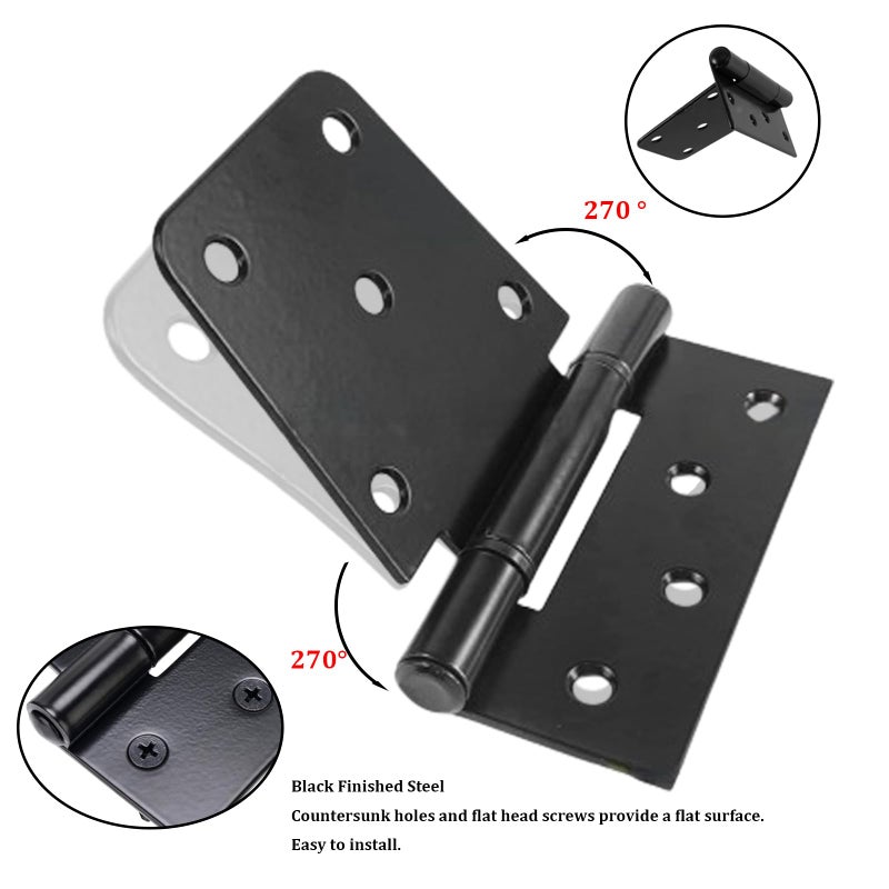 CTrowelpro 3-1/2"" Heavy Duty Gate Hinges, 2 Pack Black Iron Shed Door Hinges, Heavy Duty T Hinges Gate Hinges for Barn Wood Fence Gate Hinges with 36PCS Screws - Image 3